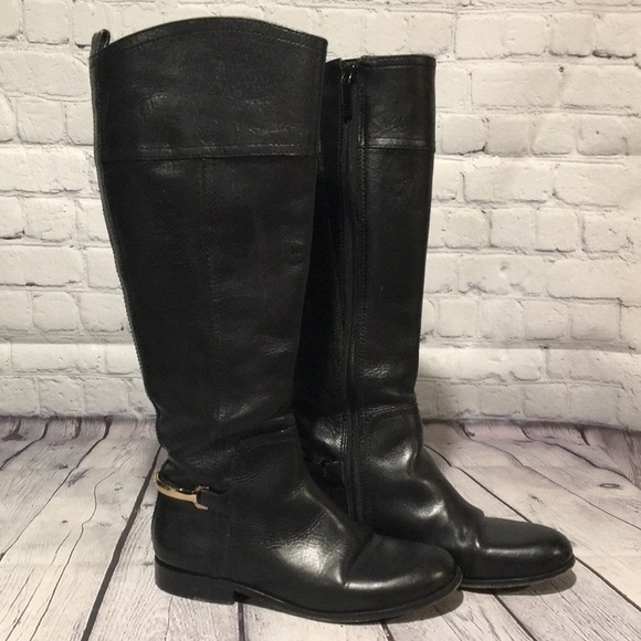 Tory Burch Black Leather Tall boots Sz 5.5 - Picture 1 of 12
